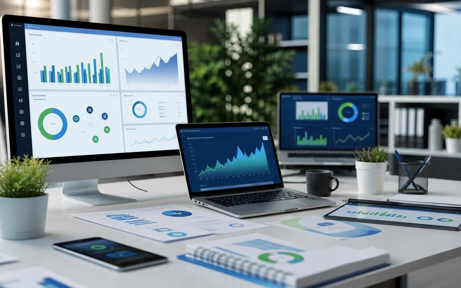 Digital growth analytics dashboards showing SEO and conversion performance