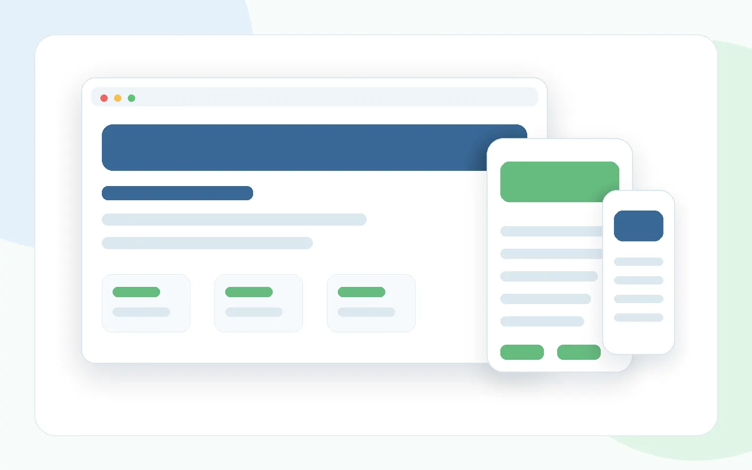 Responsive website design mockups for business websites across desktop, tablet, and mobile