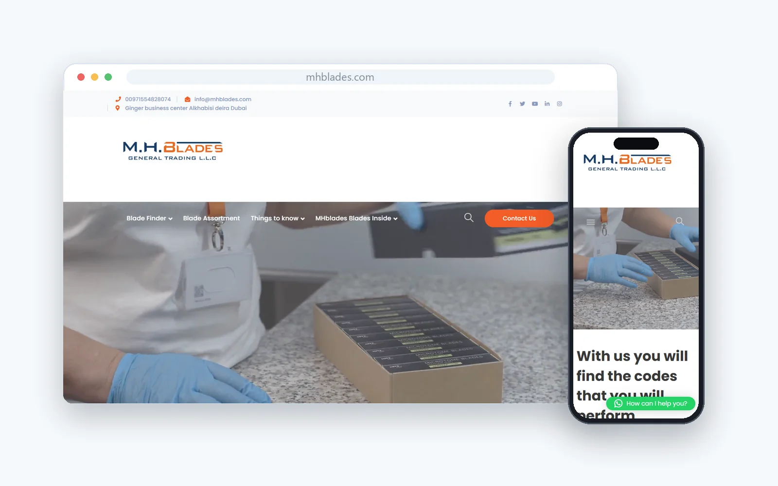 MH Blades website project screenshot